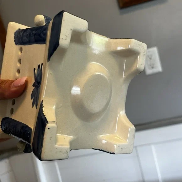 Double Handled Square Blue & White Tea Warmer with Cup Lid & Tea Light Holder - Picture 6 of 8